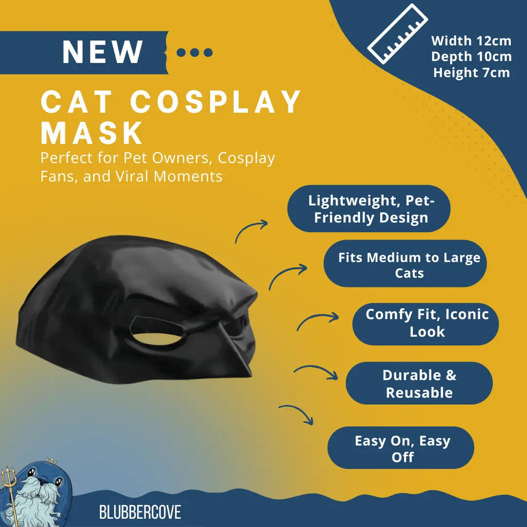 Bat Cat Cosplay Mask – Funny Cat Costume for TikTok, Halloween, Pet Cosplay, Hero Villain Dress Up - Blubber Cove